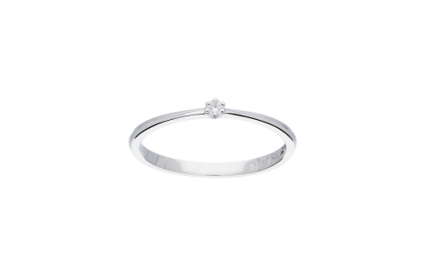 Ring, 14krt.witgoud met 0,03ct. diamant (maat 56) - 24352