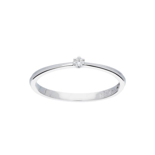 Ring, 14krt.witgoud met 0,03ct. diamant (maat 56) - 24352