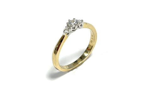 Ring,14krt.bicolour goud met diamant totaal 0,19ct. (maat:50) - 24353