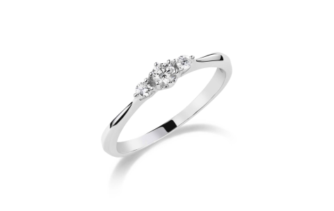 Ring, 14krt.witgoud met diamant totaal 0,16ct. (maat:56) - 24358