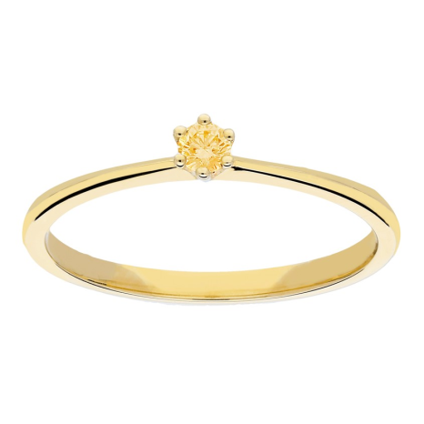 Jackie Ring,14krt.goud met citrien 2,5mm.(maat 56) - 24359