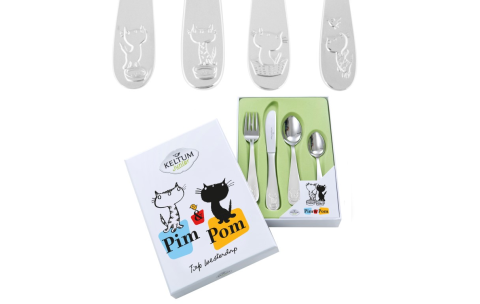 Keltum Kinderbestek, Pim & Pom 4-delig - RVS - 24376