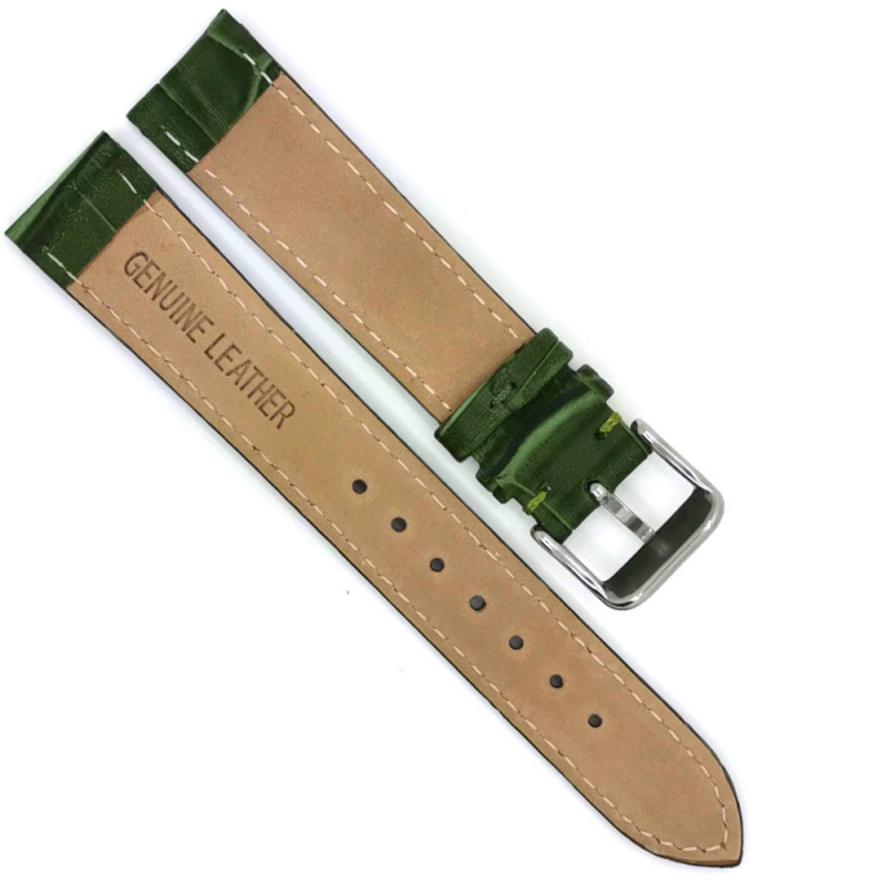 Horlogeband, 14mm Groen - Krokodillenprint Horlogeband groen met krokodillenprint, breedte 14mm