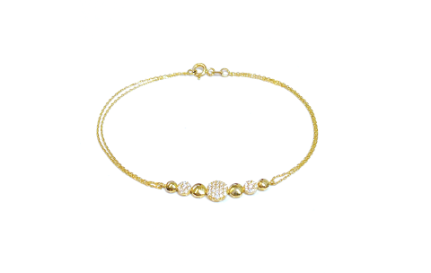 Armband, 14krt.goud met zirconia (lengte 18,5cm.) - 24382