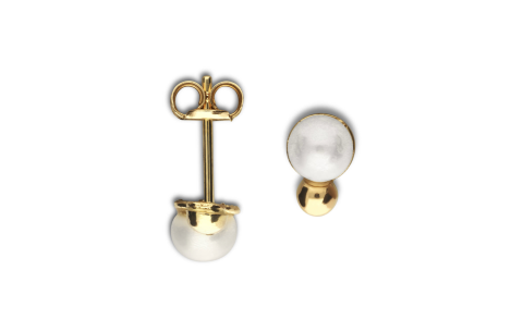 Oorknoppen, 14krt.goud met zoetwaterparel (4,5mm.) - 24383