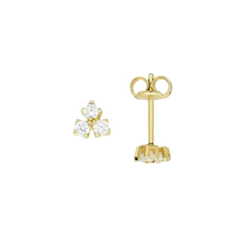 Oorknopjes, 14krt.goud met zirkonia  (5mm.) - 24384