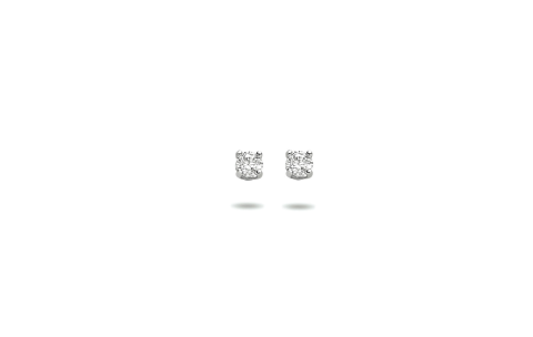 Oorknoppen, 14krt.witgoud met diamant tot.0,08ct - 24389