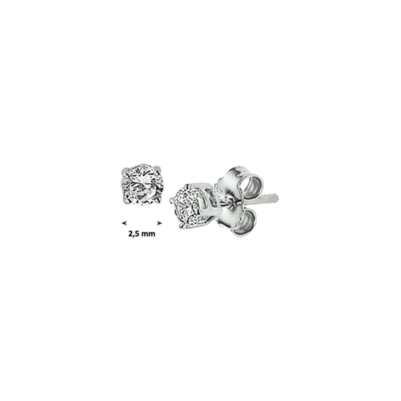 Oorknoppen, 14krt.witgoud met diamant tot.0,08ct - 24389