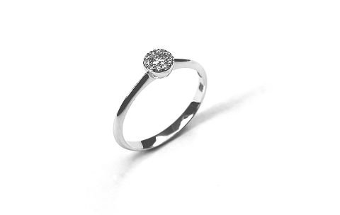Ring, 14krt.witgoud met diamant totaal 0,12ct. (maat 54) - 24390