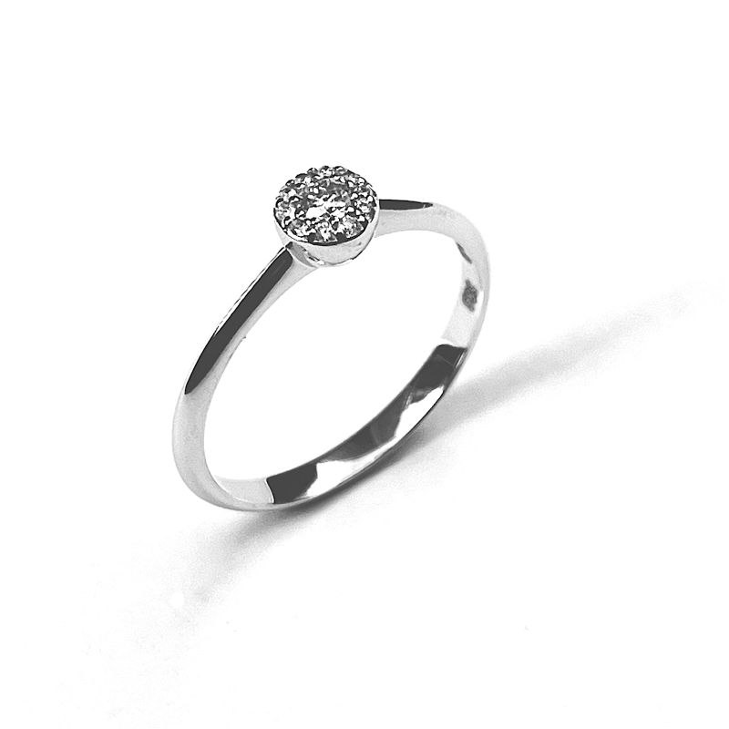 Ring, 14krt.witgoud met diamant totaal 0,12ct. (maat 54) - 24390 Ring, 14krt.witgoud met diamant totaal 0,12ct. (maat 54) - 24390