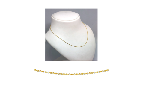 Collier, 9krt. geel kleurig anker 1mm. (lengte: 45cm.) - 24401