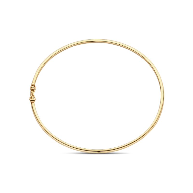 Bangle, 14krt.goud met dopsluiting ronde buis 2,4 mm (60 x 52 mm.) - 24420 Bangle, 14krt.goud met dopsluiting ronde buis 2,4 mm (60 x 52 mm.) - 24420