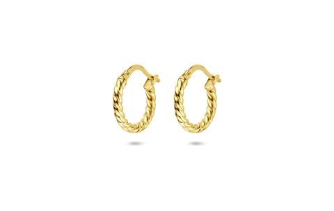 Oorringen, 14krt.goud met een kern van 925 zilver (15x2mm.) - 24421