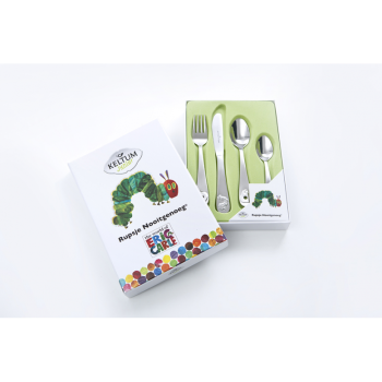 Kinderbestek, Rupsje Nooitgenoeg 4-delig staal - Keltum - 24368