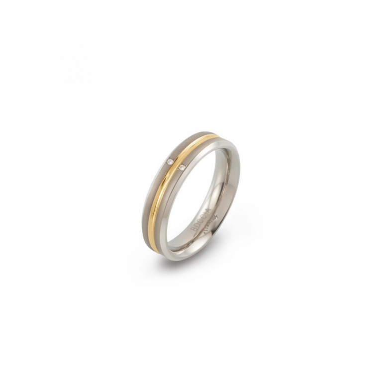 Boccia Ring, titanium/verguld met diamant 0.01ct. model 0144-01 breedte:5mm. - 24703