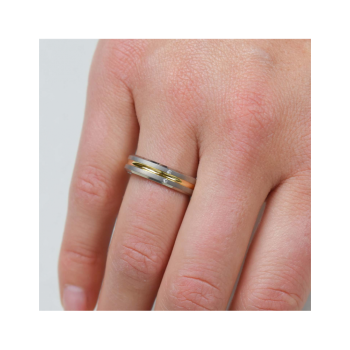 Boccia Ring, titanium/verguld met diamant 0.01ct. model 0144-01 breedte:5mm. - 24703