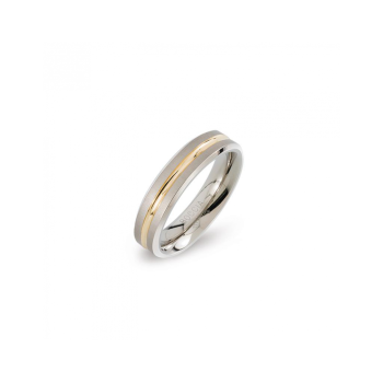 Boccia Ring, titanium model 0144-02 breedte: 5mm. deels verguld - 24704