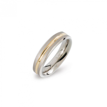 Boccia Ring, titanium model 0144-02 breedte: 5mm. deels verguld - 24704