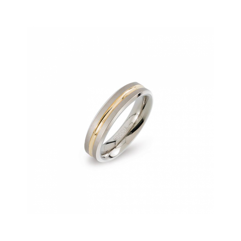 Boccia Ring, titanium model 0144-02 breedte: 5mm. deels verguld - 24704