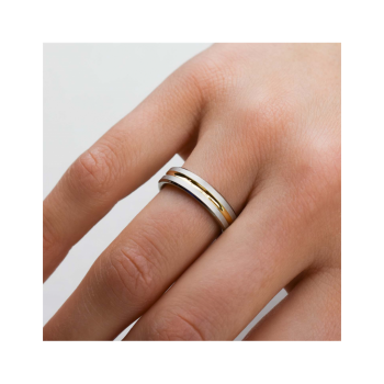 Boccia Ring, titanium model 0144-02 breedte: 5mm. deels verguld - 24704