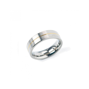 Boccia Ring, titanium model 0101-21 breedte: 6mm. deels verguld - 24701