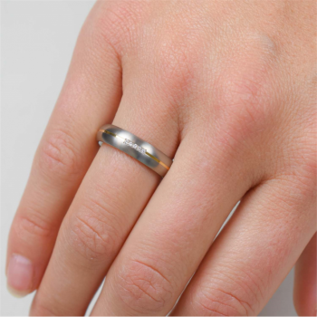 Boccia Ring, titanium/verguld met diamant 0.025ct. model 0130-04 breedte:5mm. - 24702