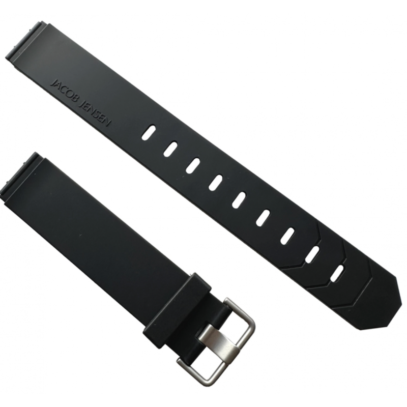 Horlogeband van Jacob Jensen 17mm Rubber Zwart - 24429