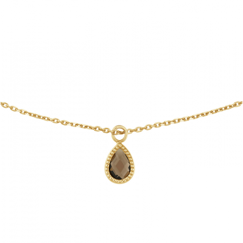 Jackie Collier, 14krt.goud met hanger "Amstel Smoky Quartz Necklace" (lengte -40-43-45cm.) - 24454 Jackie Collier, 14krt.goud met hanger "Amstel Smoky Quartz Necklace" (lengte -40-43-45cm.) - 24454