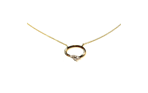 Collier, 14krt.goud met diamant totaal 0,08ct. (lengte: 42-45cm.) - 24455