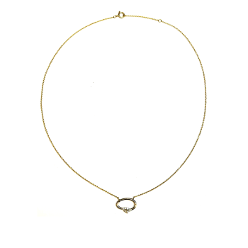 Collier, 14krt.goud met diamant totaal 0,08ct. (lengte: 42-45cm.) - 24455