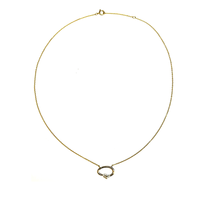 Collier, 14krt.goud met diamant totaal 0,08ct. (lengte: 42-45cm.) - 24455 Collier, 14krt.goud met diamant totaal 0,08ct. (lengte: 42-45cm.) - 24455