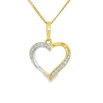 Hanger, 14krt.bicolour goud met zirkonia hart excl.collier (15,5x22mm.) - 24459 Hanger, 14krt.bicolour goud met zirkonia hart excl.collier (15,5x22mm.) - 24459