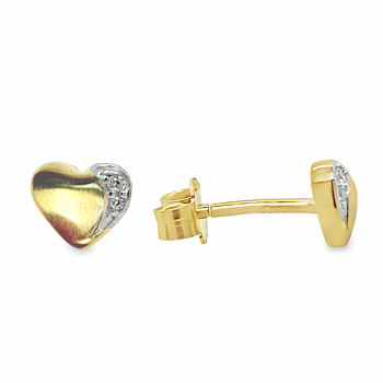 Oorknoppen, 14krt.goud hart met zirkonia (5,5mm.) - 24460 Oorknoppen, 14krt.goud hart met zirkonia (5,5mm.) - 24460