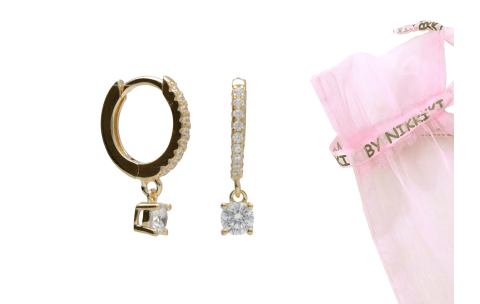 BY NIKKI Oorringen, zilver vergudl met zirkonia (10x1,8mm.) - 24462