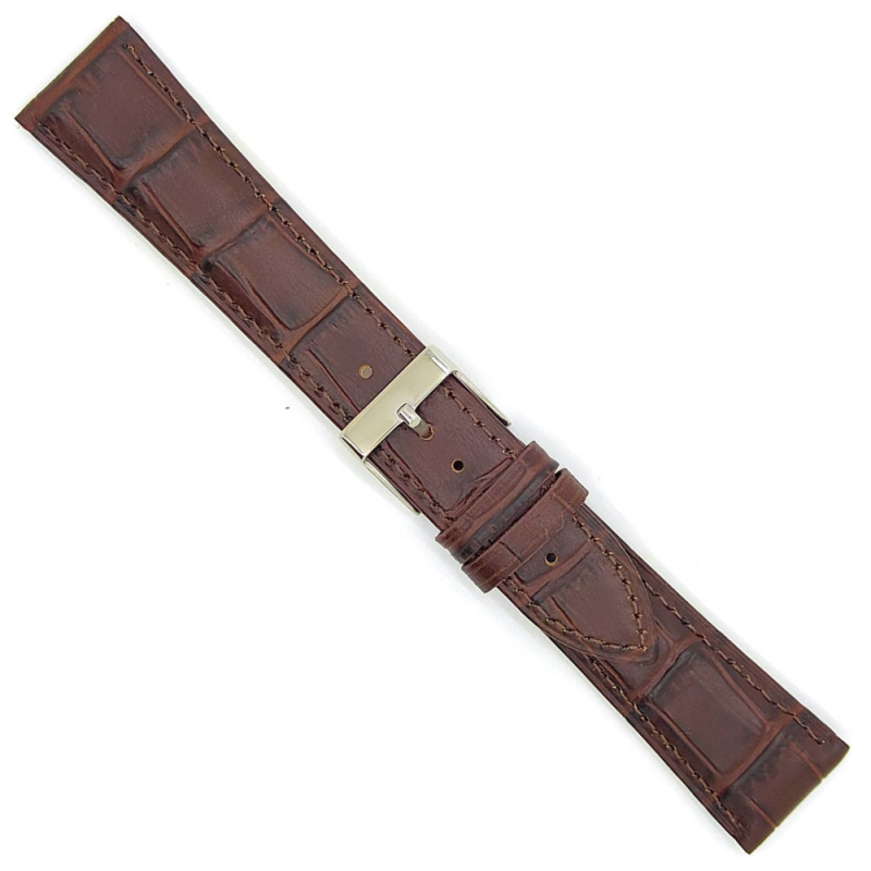 Horlogeband 22mm Bruin Krokodillenprint - 24466