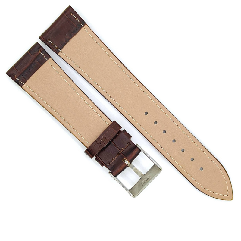 Horlogeband 22mm Bruin Krokodillenprint - 24466