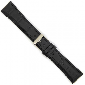 Horlogeband 22mm Zwart Krokodillenprint - 24467