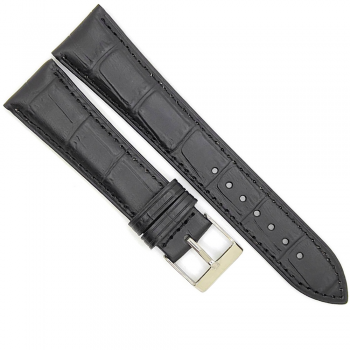 Horlogeband 22mm Zwart Krokodillenprint - 24467