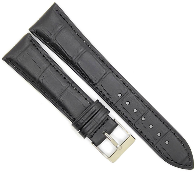 Horlogeband 22mm Zwart Krokodillenprint - 24467