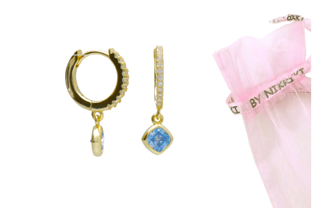 BY NIKKI Oorringen, zilver vergudl met zirkonia (10x1,5mm.) - 24488