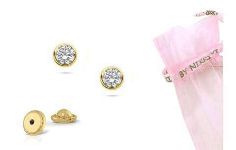 BY NIKKI Oorknoppen, 14krt.goud met zirkonia (3mm.) - 24489