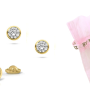 BY NIKKI Oorknoppen, 14krt.goud met zirkonia (3mm.) - 24489