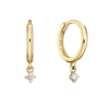 Jackie Oorringen, 14krt.goud met wit topaas "Shining Star WTop Hoops" (15x1,6mm.) - 24493 Jackie Oorringen, 14krt.goud met wit topaas "Shining Star WTop Hoops" (15x1,6mm.) - 24493