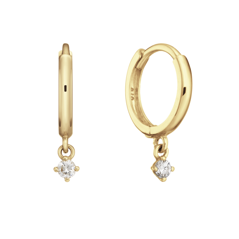 Jackie Oorringen, 14krt.goud met wit topaas "Shining Star WTop Hoops" (15x1,6mm.) - 24493 Jackie Oorringen, 14krt.goud met wit topaas "Shining Star WTop Hoops" (15x1,6mm.) - 24493