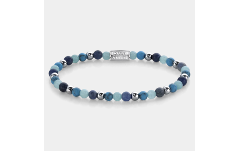 Rebel and Rose Armband "Blue Summer Vibes" met Sodaliet, Hematiet, Art. Turquoise, Jade (maat S: 16,5cm) - 24524