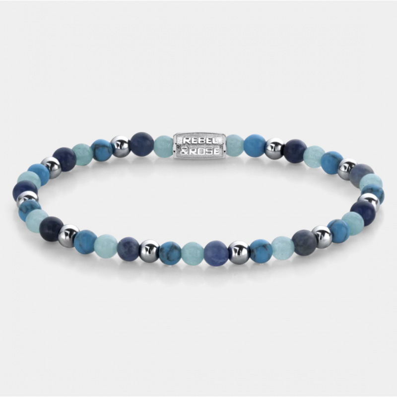 Rebel and Rose Armband "Blue Summer Vibes" met Sodaliet, Hematiet, Art. Turquoise, Jade (maat S: 16,5cm) - 24524 Rebel and Rose Armband "Blue Summer Vibes" met Sodaliet, Hematiet, Art. Turquoise, Jade (maat S: 16,5cm) - 24524