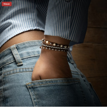 Rebel and Rose Armband "Autumn Love Glam Rocks Silver" met Fossil, Tijgeroog, Hematiet, Glas Rock (maat S: 16,5cm) - 24526 Rebel and Rose Armband "Autumn Love Glam Rocks Silver" met Fossil, Tijgeroog, Hematiet, Glas Rock (maat S: 16,5cm) - 24526