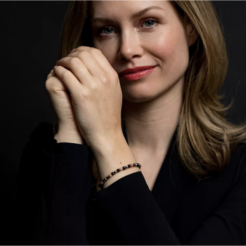 Rebel and Rose Armband "Winter Glow" met Tijgeroog, Rhodochrosiet, Bronziet (maat S: 16,5cm) - 24528