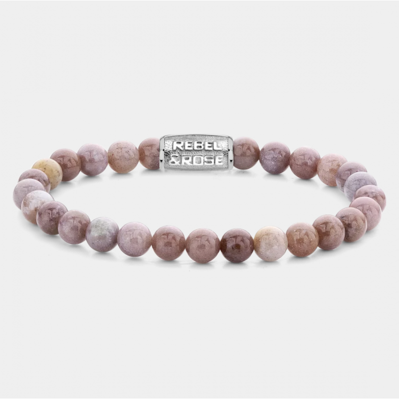 Rebel and Rose Armband "Rose Garden" met Tijgeroog, Rhodochrosiet (maat S: 16,5cm) - 24529 Rebel and Rose Armband "Rose Garden" met Tijgeroog, Rhodochrosiet (maat S: 16,5cm) - 24529