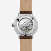 Sternglas Naos XL Automaat horloge met witte wijzerplaat en donkerbruine leren band